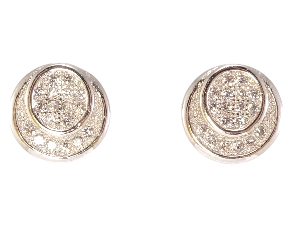 

Серьги СМ Родий гвоздики (пусеты) "Колечки с цирконием" ø 9мм