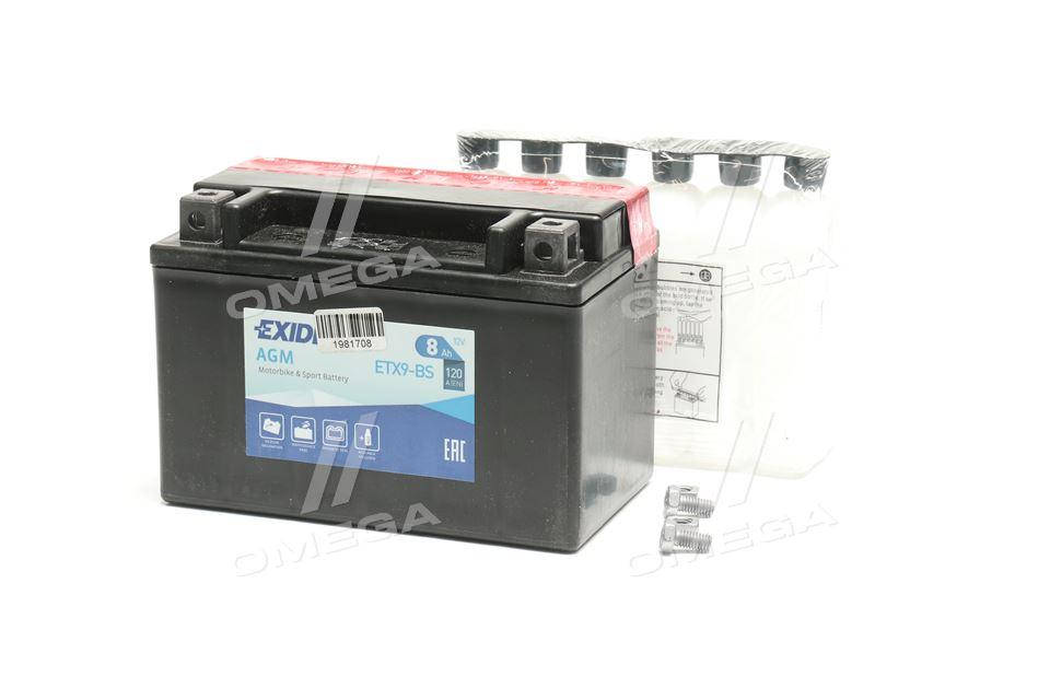 

Аккумулятор 8Ah-12v Exide AGM (ETX9-BS) YTX9-BS ст.код (150х87х105) L, EN120 ji