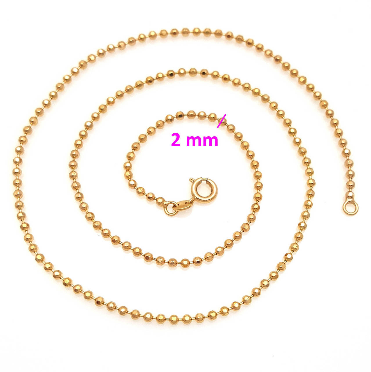 

Цепочка позолоченная, с граненнымы шариками, p. 45, медсплав, 18К