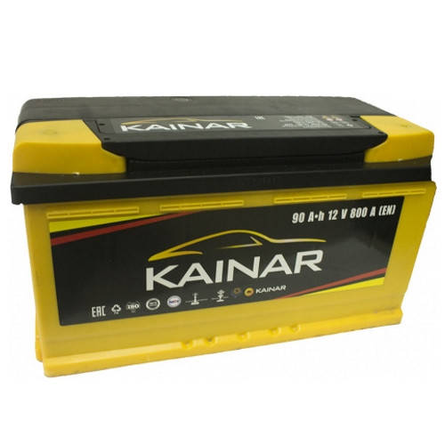 

Автомобильный аккумулятор Kainar Standart+ : 90 Ач, плюс: слева, 12 В, 800 А - (akb314), 353x175x190 мм