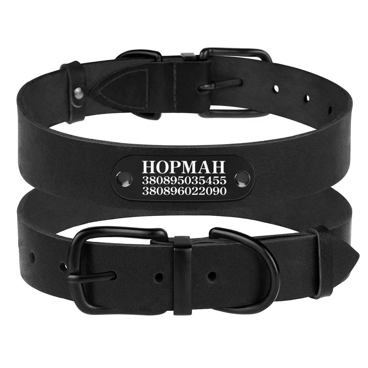 

Ошейник для собак кожаный Bronzedog Classic с металлической фурнитурой черный S