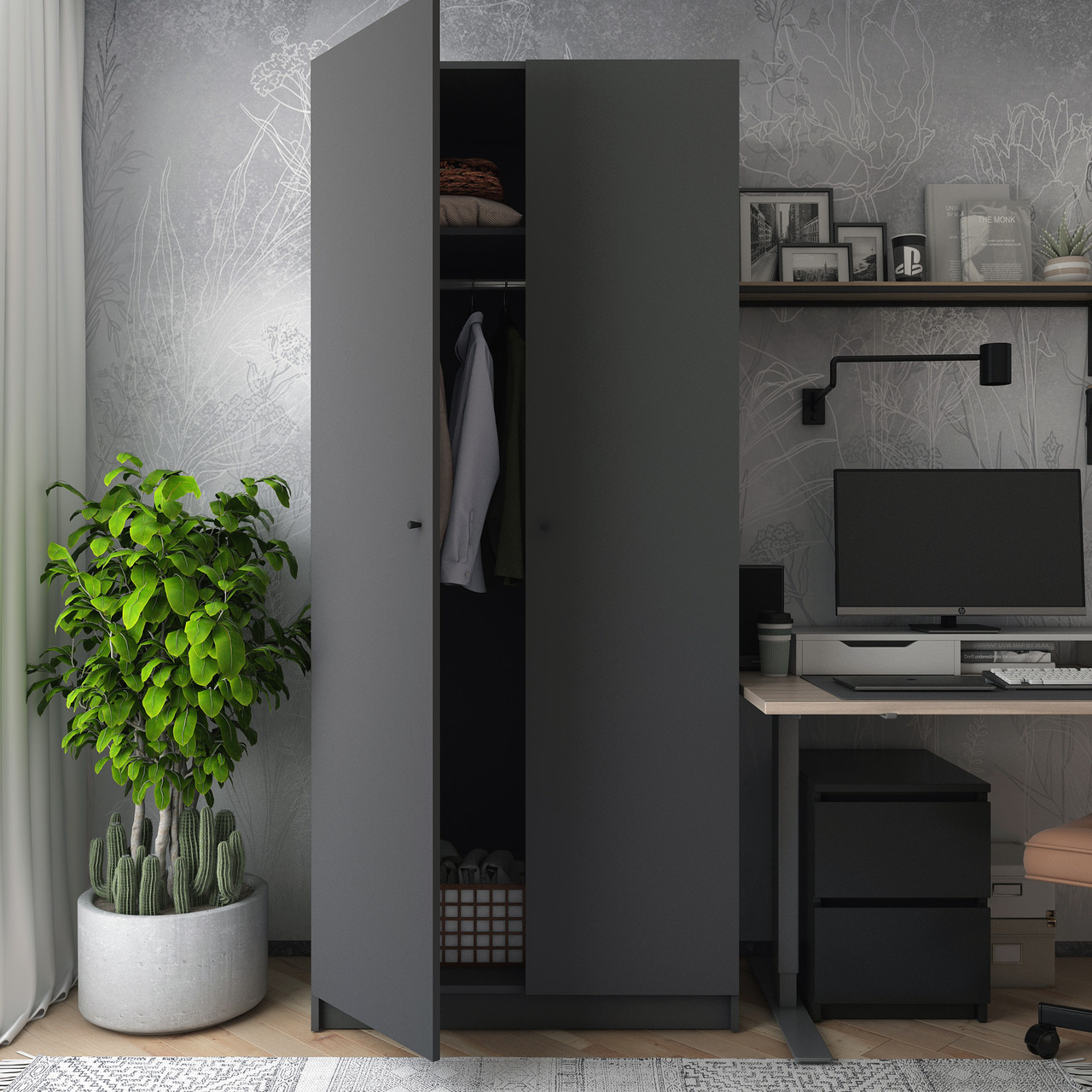 Шафа для одягу Promo Графіт Графіт 2 ДСП 90х48х204 (44900232) 9