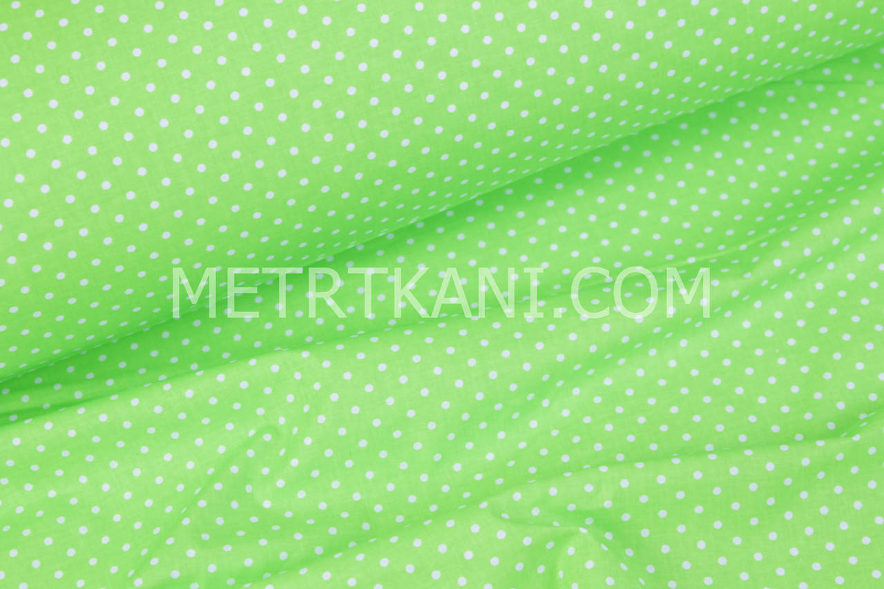 

Польский хлопок горох 4мм на салатовом фоне №20