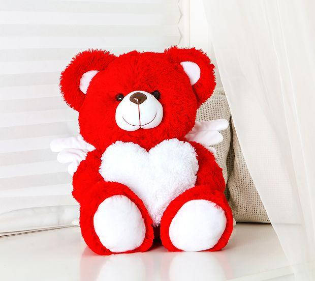 

Мягкая игрушка медведь плюшевый красный мишка с сердцем и крылышками 60см