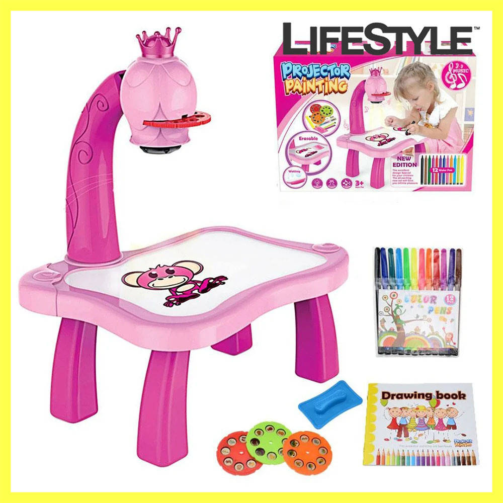 

Детский стол проектор для рисования со светодиодной подсветкой Розовый