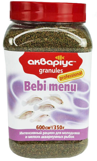 

Корм Аквариус, Bebi Menu - Mini Granules 350 г. Корм для рыб в мини гранулах