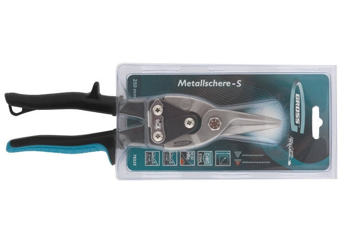 

Ножницы по металлу "PIRANHA", 250мм, прямой рез, сталь-CrMo двокомп.рукояткы // GROSS 78325