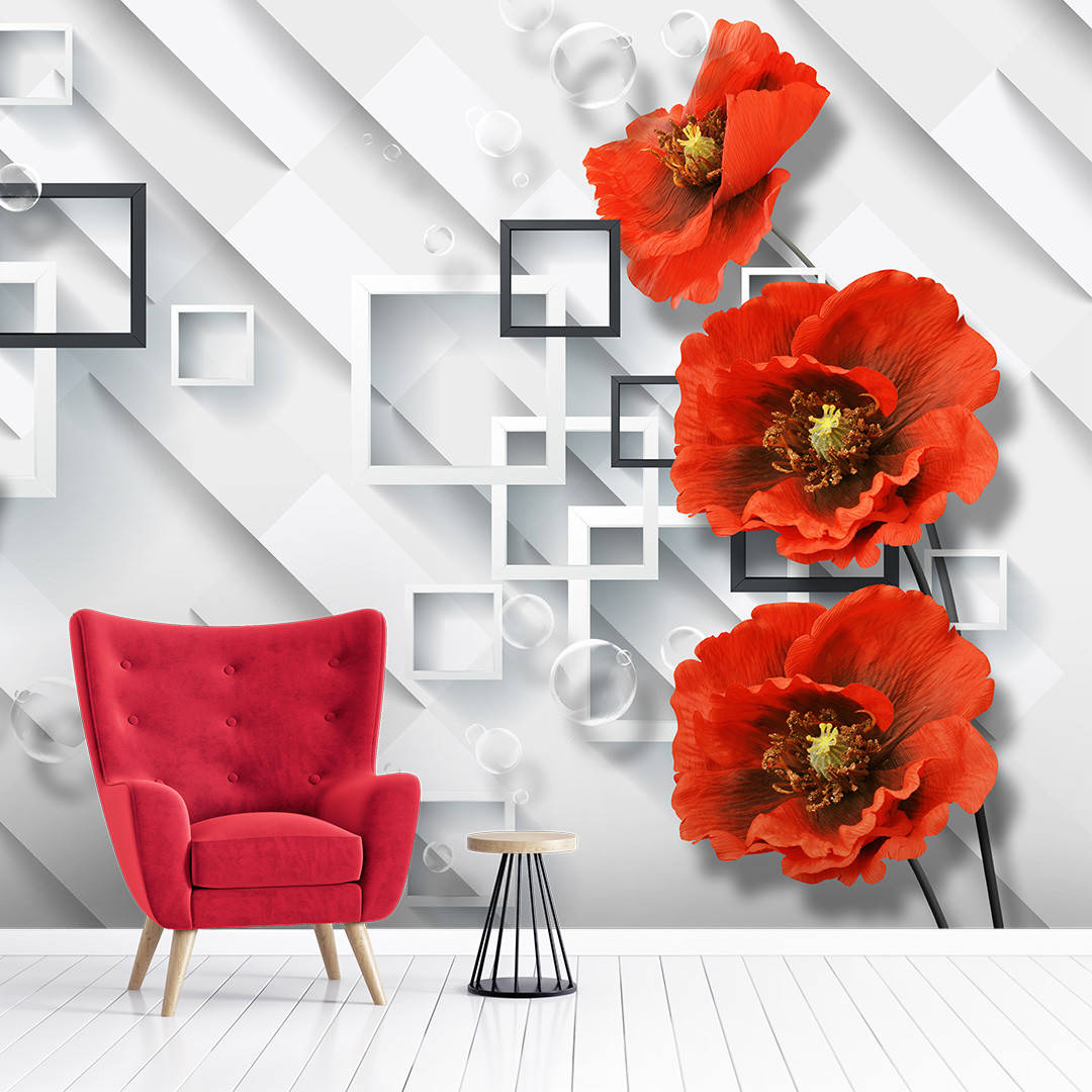

Фотообои Красные маки на светлом фоне Aртикул 11711