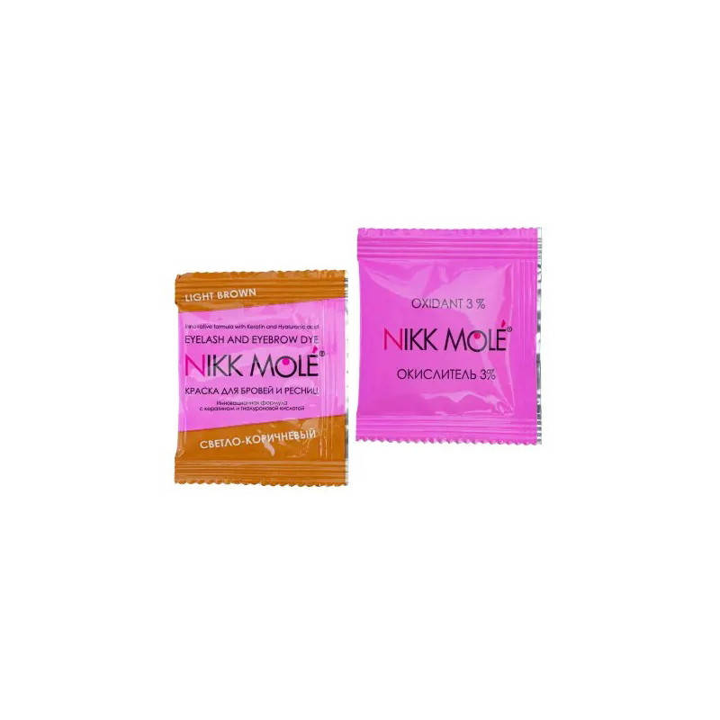 

Nikk Mole краска для бровей и ресниц Light Brown + окислитель в саше, цвет светло-коричневый, 5 мл