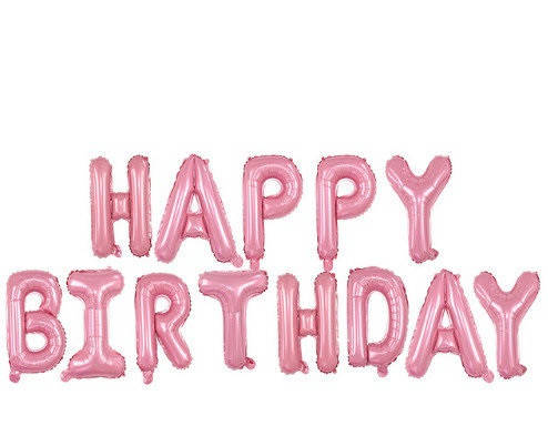 

Надпись надувная фольгированная розовая Happy Birthday 40 см, Розовый