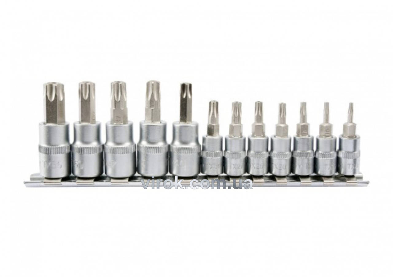 

Набор головок торцевых с насадками TORX Security YATO 1/4" и 3/8" Т8-Т55 12 шт YT-04332