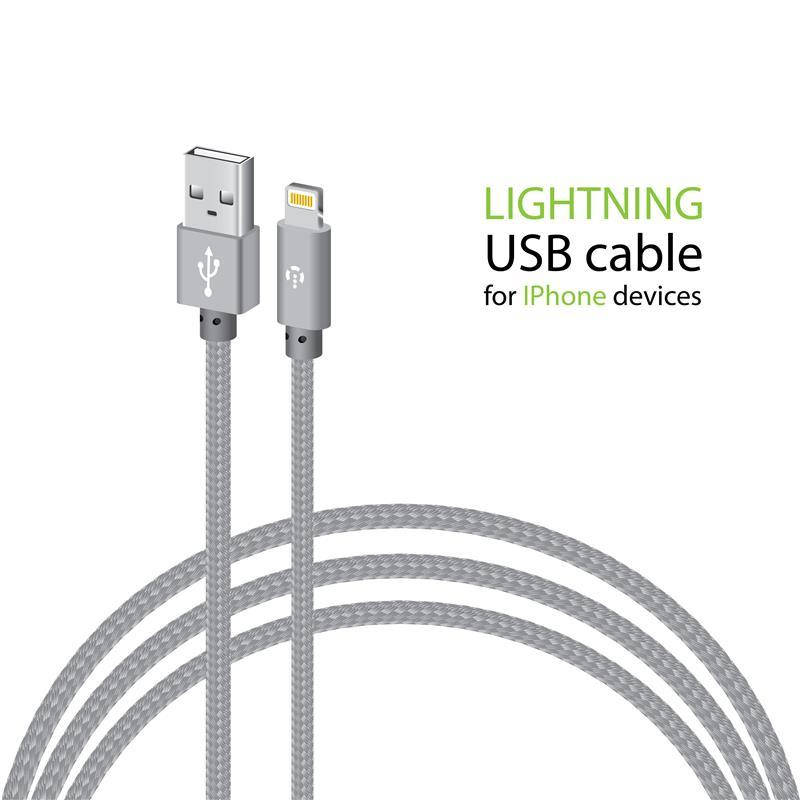 

Кабель Intaleo CBGNYL2 USB-Lightning 2м Grey (1283126477669), Серый