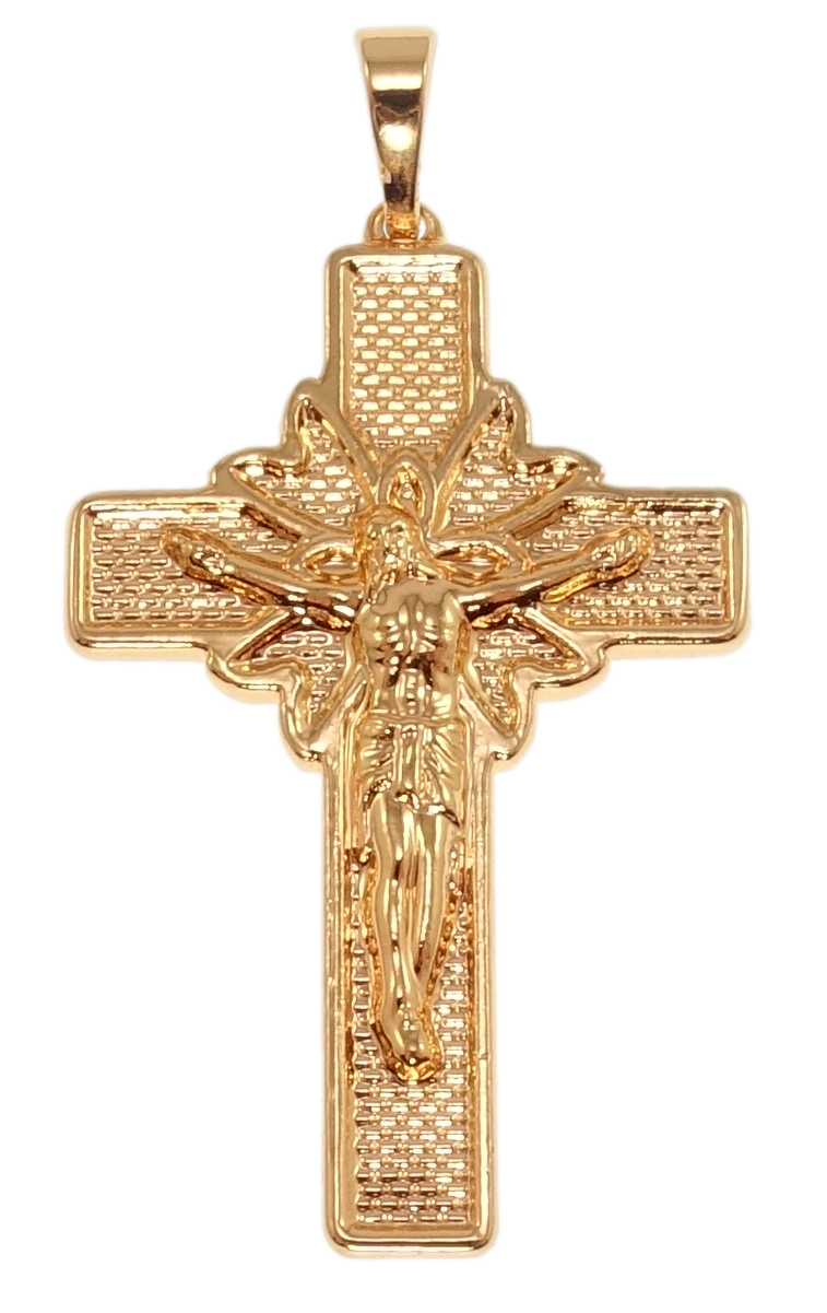 

Кулон Xuping M&L желтый оттенок "Крест с Распятием" для цепочки до 5мм