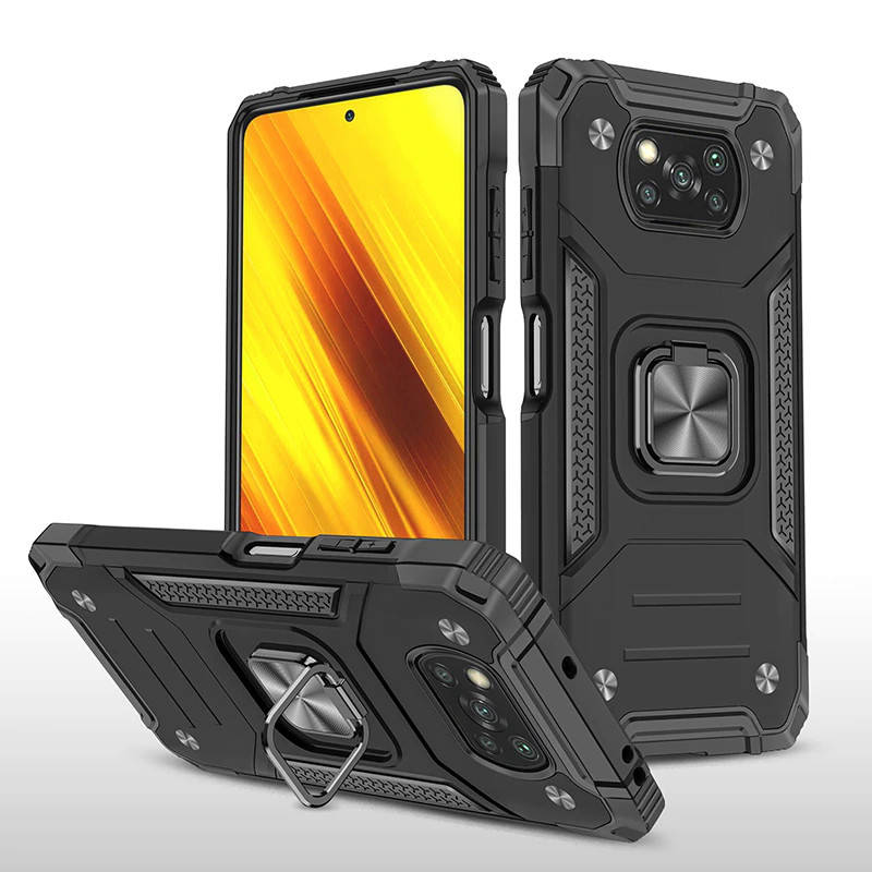 

Противоударный чехол с подставкой для Poco X3 NFC \ Pro черный защитный бампер