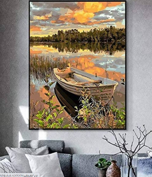 

Алмазная мозаика "Лодка", картина стразами. Блестящая. 40*50 см