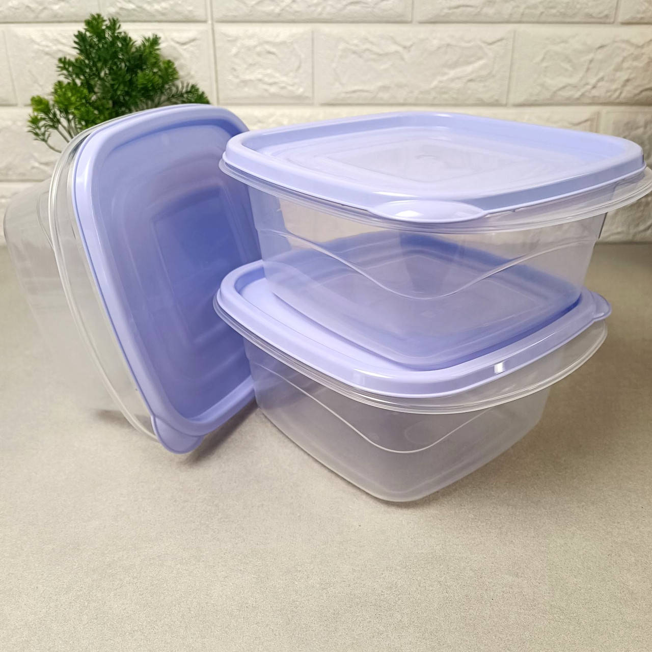 

Набор из 3-х квадратных пластиковых судочков для пищи 2.1л, Омега Алеана, Прозрачный