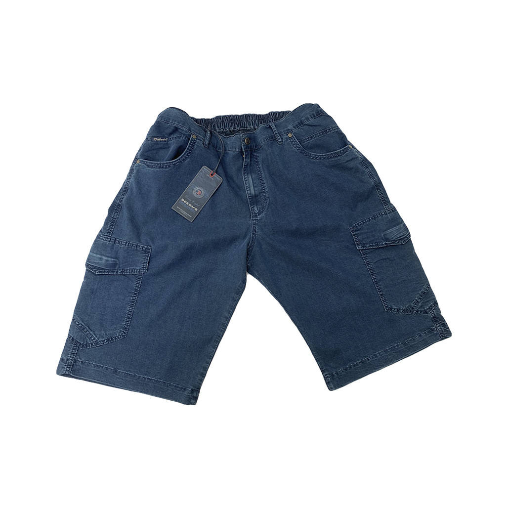 

Джинсовые шорты ремень c резинкой Dekons мужские батальные большого размера Турция, Синий