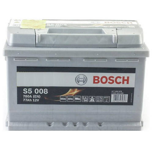 

Автомобильный аккумулятор Bosch S5 Silver Plus (S5 008): 77 Ач, плюс: справа, 12 В, 780 А - (akb59),