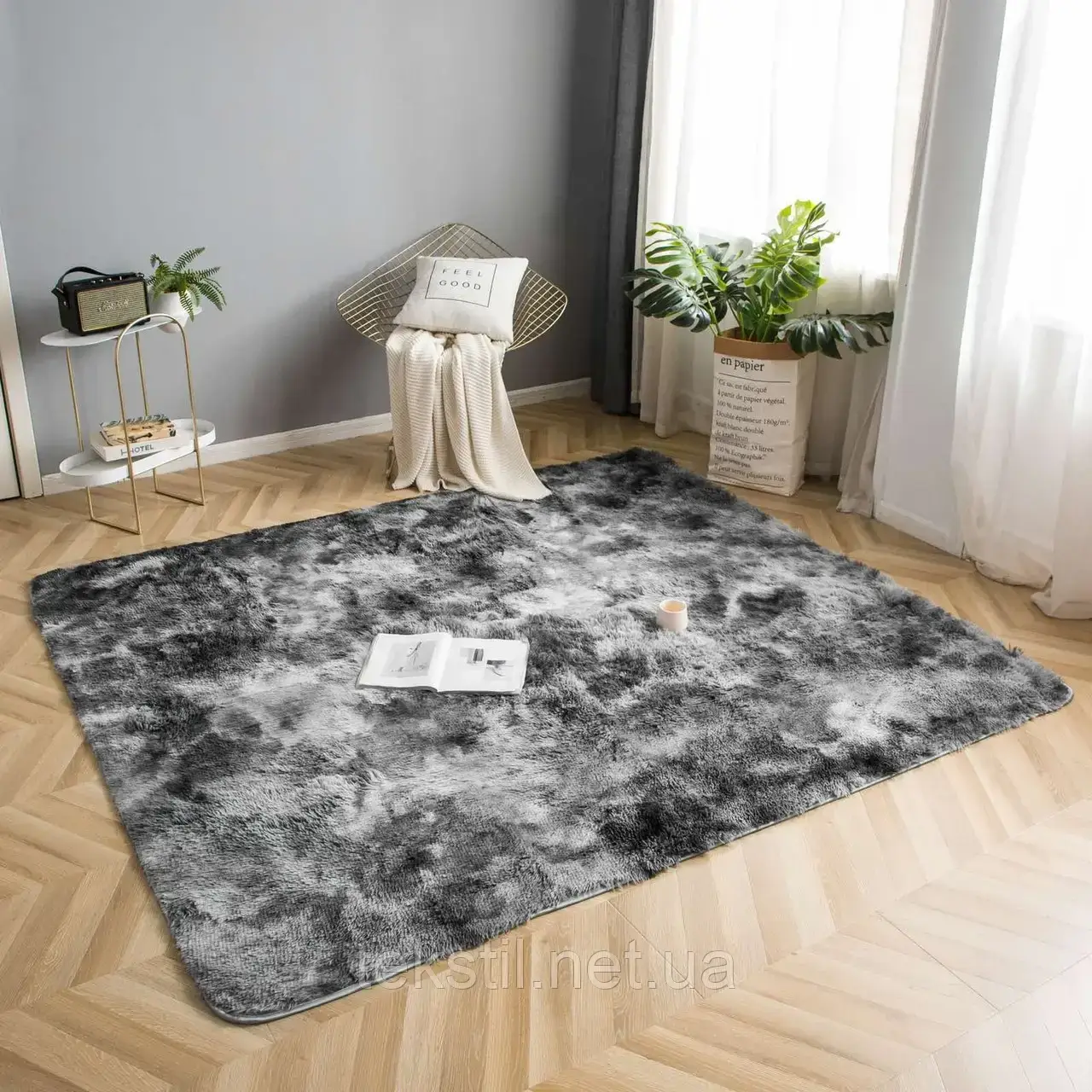 

Коврик травка 2,25 * 2.00 м прикроватный мраморный темно серый.
