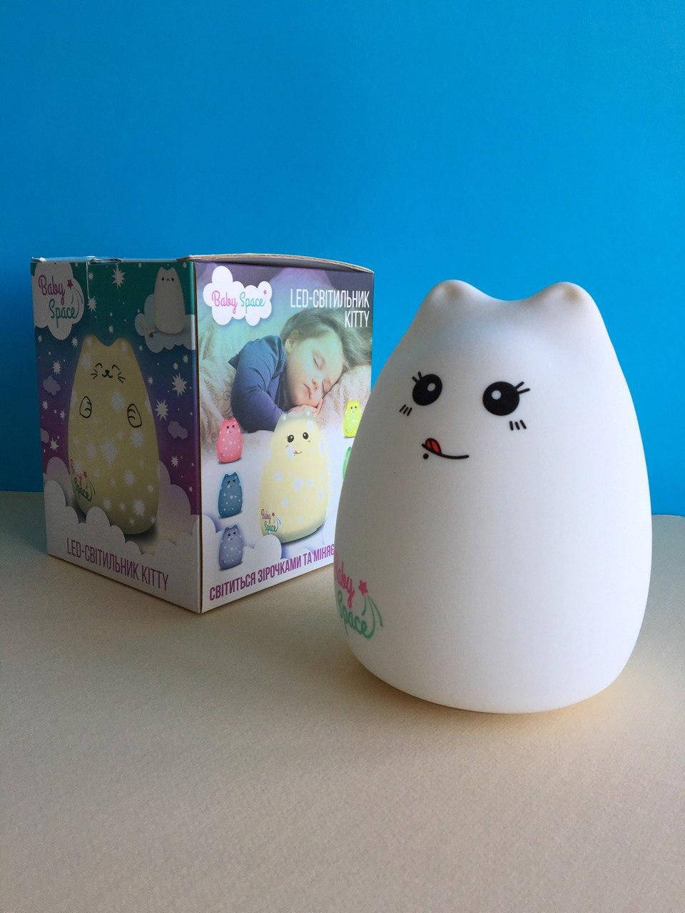 

Детский ночник силиконовый LED - светильник BABY SPACE KITTY, 3