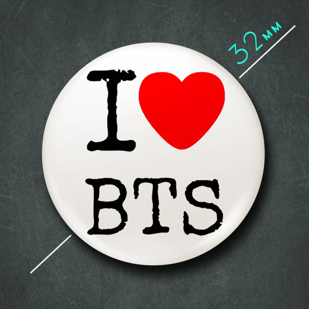 

"I love BTS / БТС" значок круглый на булавке Ø32 мм