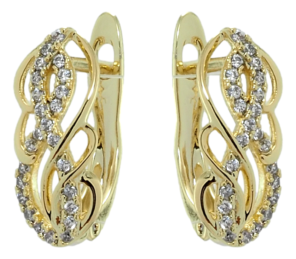 

Серьги Xuping Позолота 14K английский замок "Декоративные завитки с цирконием"