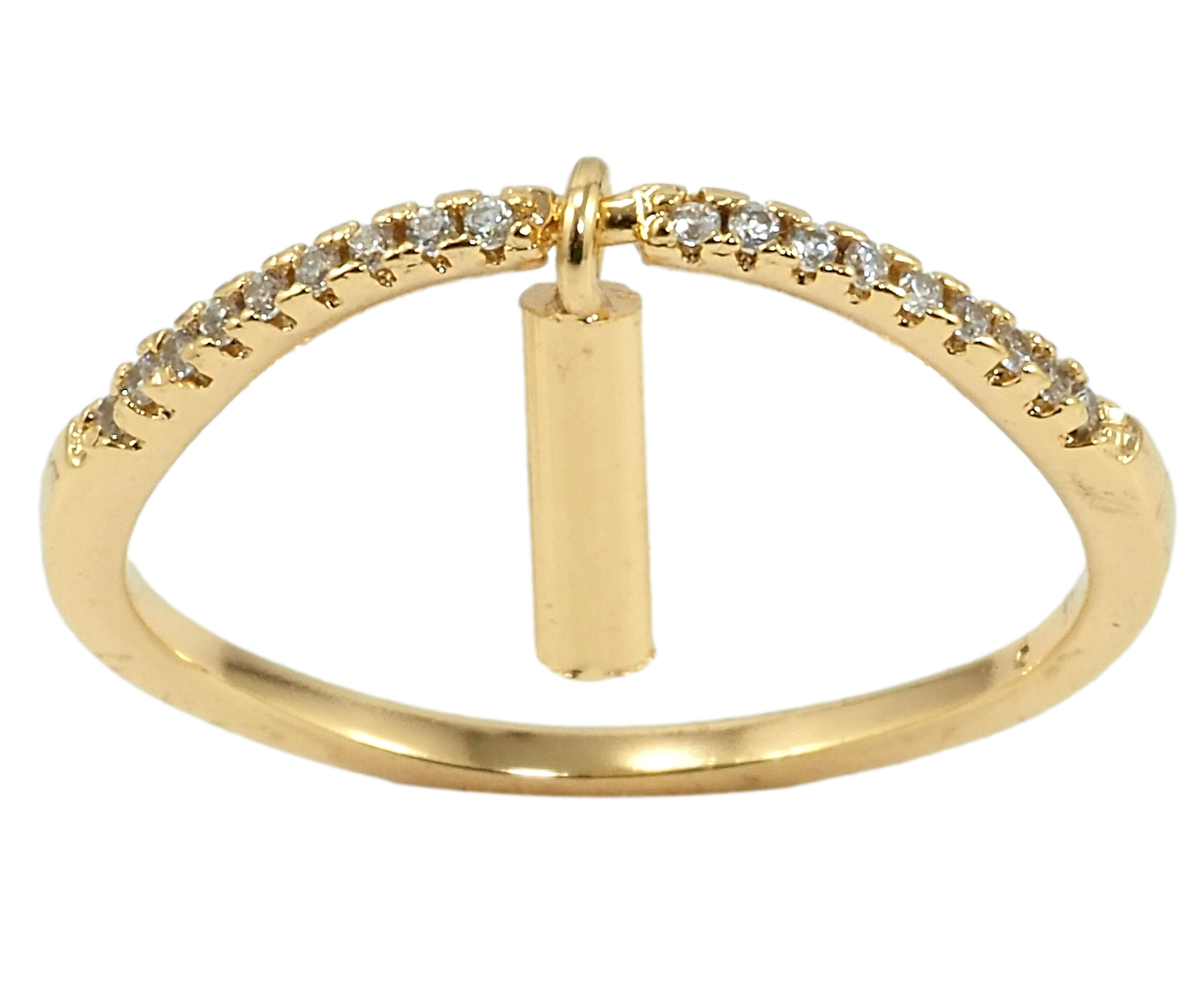 

Кольцо Xuping Позолота 18K "Дорожка циркония с подвеской цилиндр" р.17,18.5