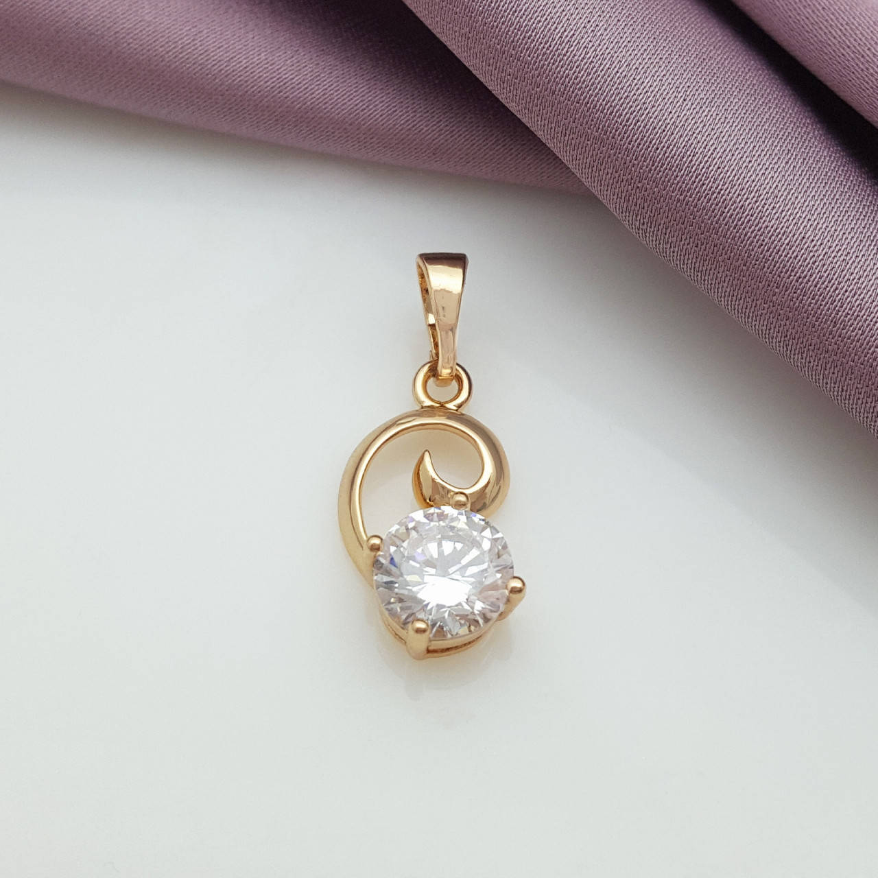 

Кулон Завиток с граненным цирконием, позолота Xuping,18К