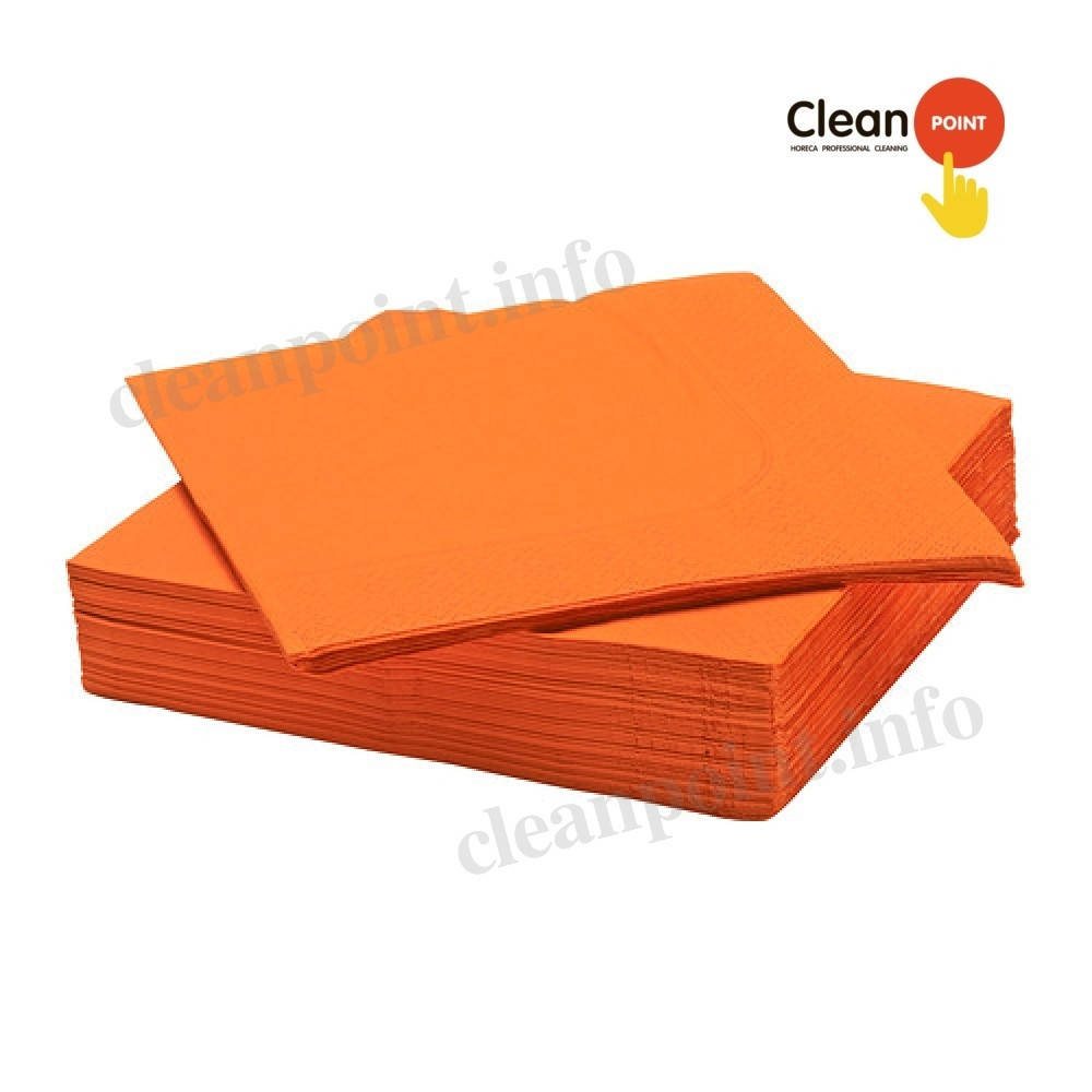 

Серветки столові оранжева 33*33 целюл. 2-х шарові, 200 шт/пач Clean Point