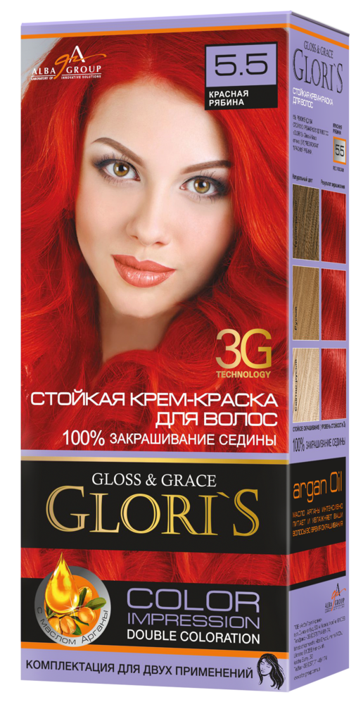 

Краска для волос 5.5 Красная рябина, Gloris