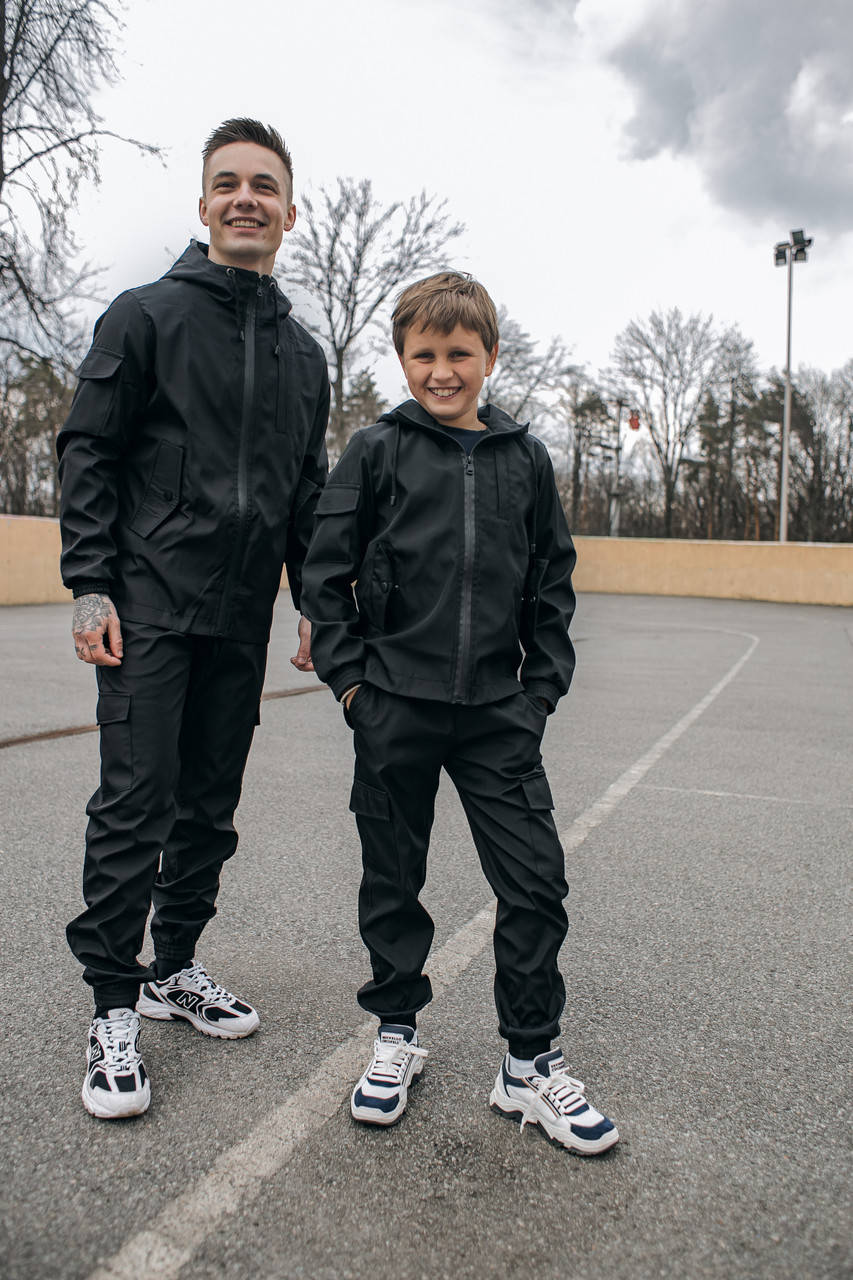 

Черный спортивный костюм для мальчика Softshell толстовка и штаны с карманами