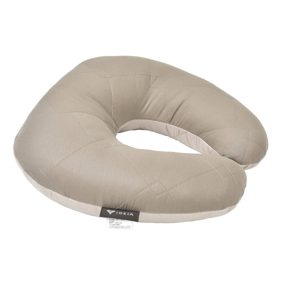 

Подушка-рогалик для путешествий ТМ IDEIA Travel 32х32 см сірий/беж, Серый
