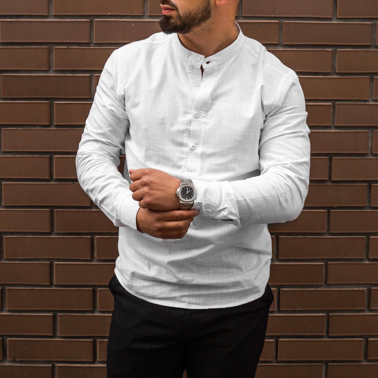 

Рубашка мужская летняя льняная белая, Белый