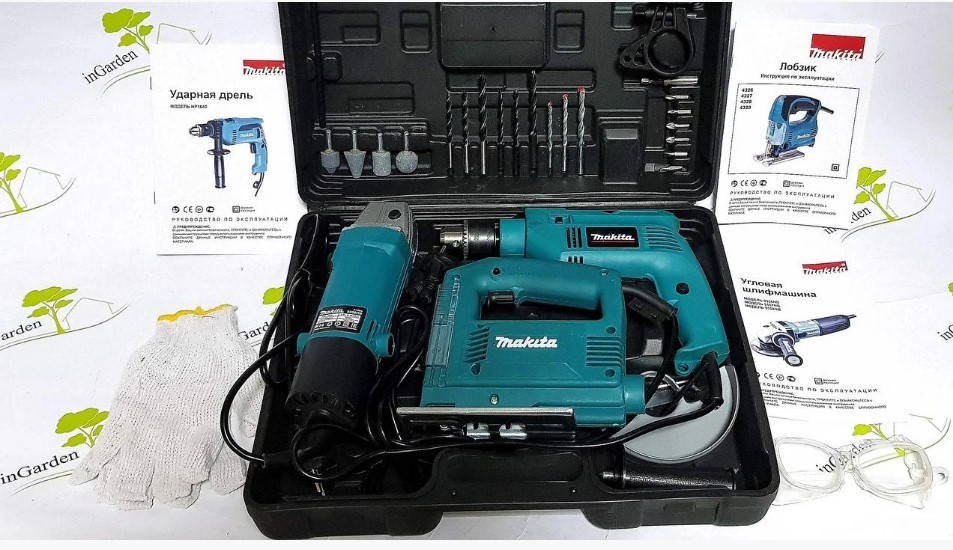 

Набор Makita 3 в 1 ДРЕЛЬ, лобзик, БОЛГАРКА / Инструменты Макита