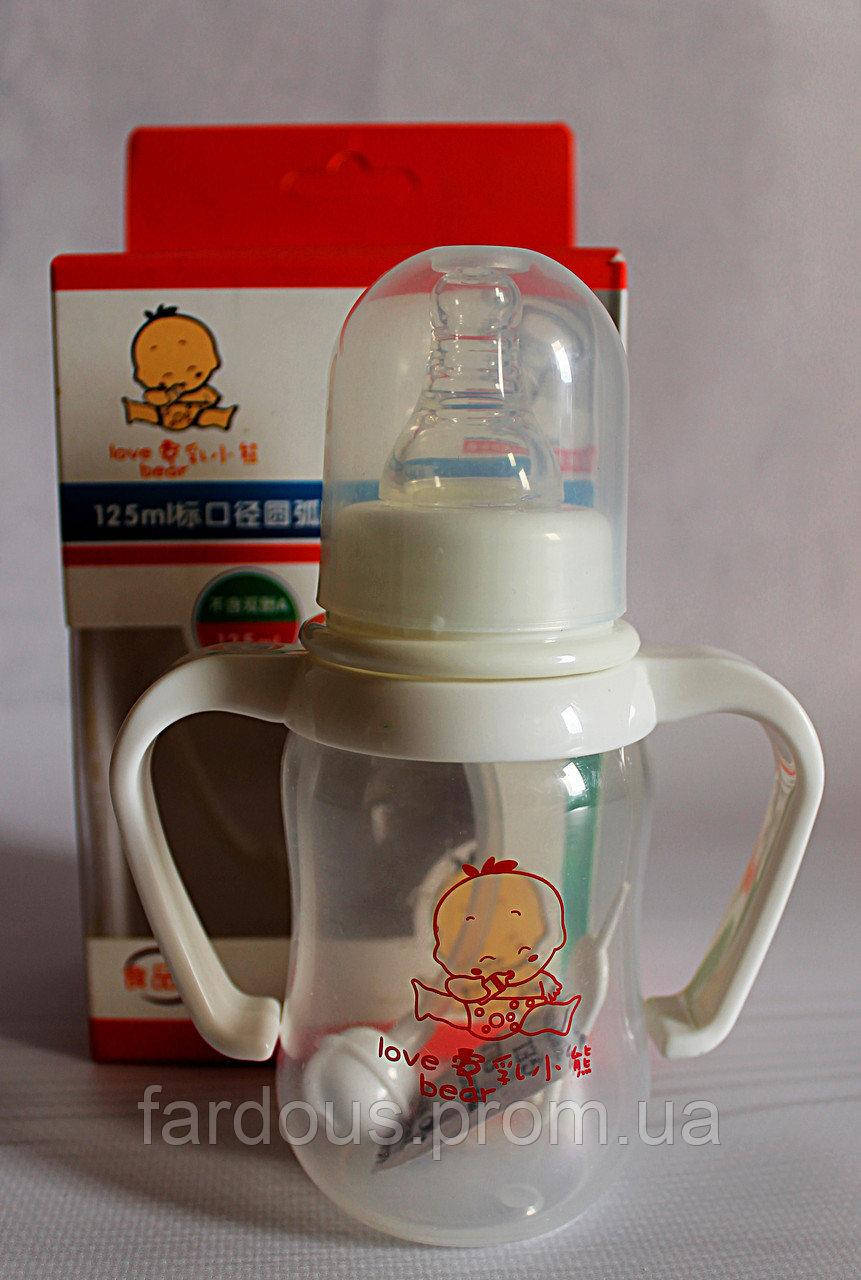 

Детская бутылочка с соской и трубочкой, съемные ручки. 125мл. Белая Кладовка, Белый