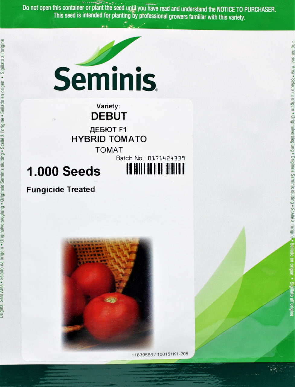 

Томат ДЕБЮТ F1 Seminis 1000 шт