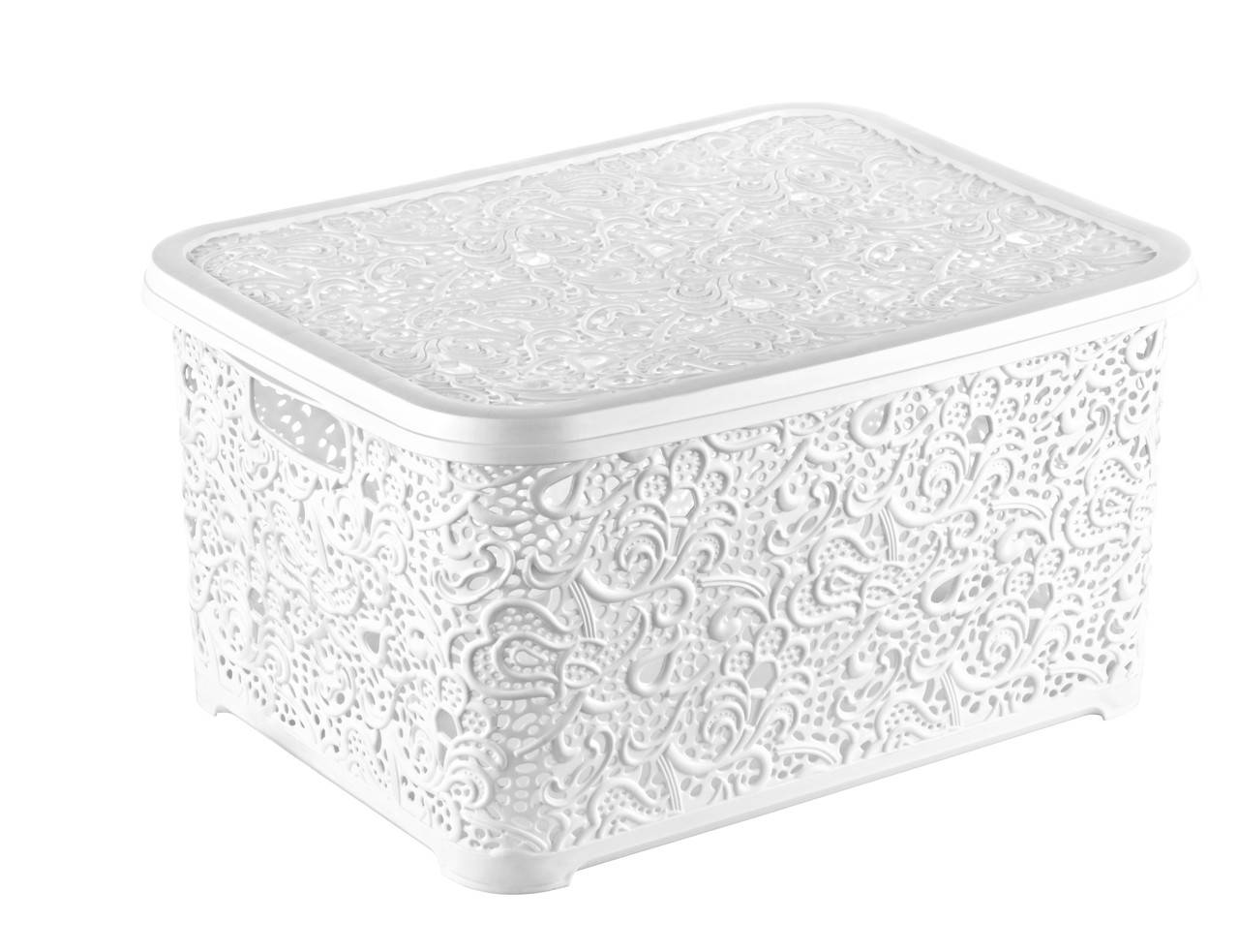 

Корзина белая Ажур с крышкой (21*29*12 cм) 6 л, Elif Plastik Турция Е-374, Разные цвета