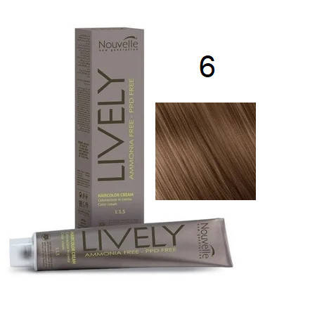 

Крем-краска для волос безаммиачная Nouvelle Lively Hair Color 6 Темный блонд 100 мл