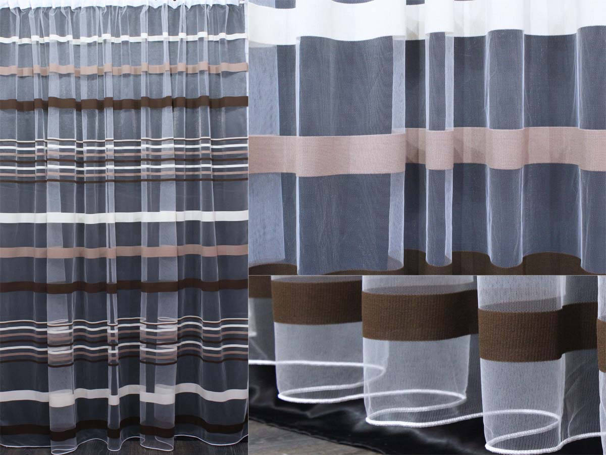 

Тюль фатин полоса, цвет бежевый с коричневым. Код 346т