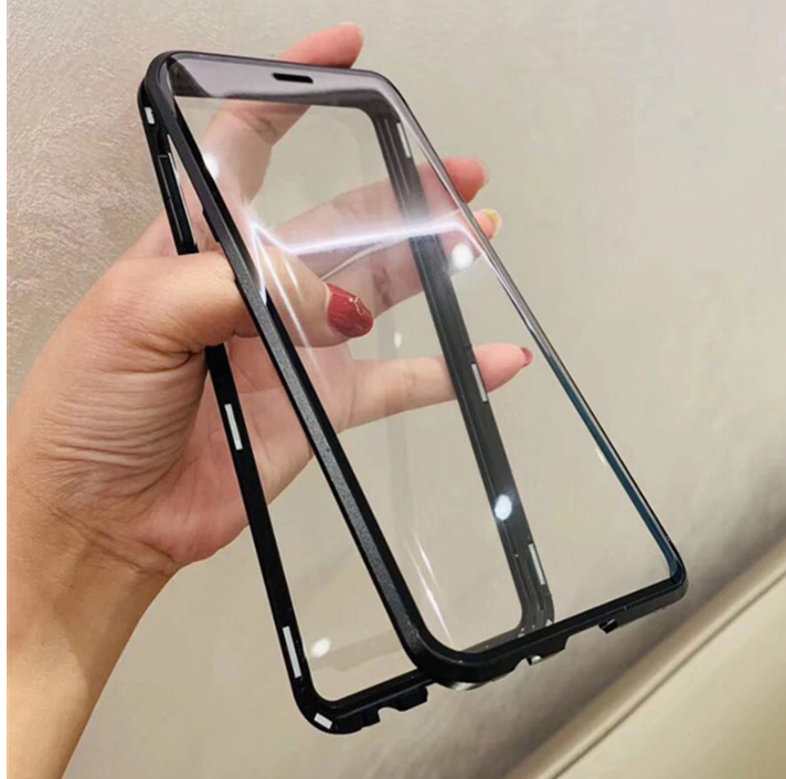 

Магнитный чехол со стеклянной передней и задней панелью для Huawei P30, Черный