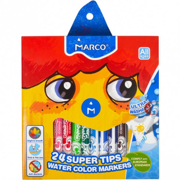 

Фломастери Marco Ultra Washable 24 кольорів, змиваються (04091630)