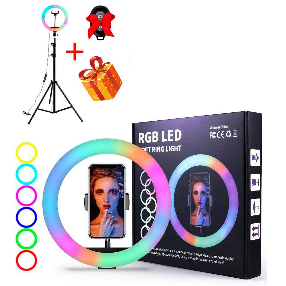 

Кольцевая лампа 20 см RGB + Подарки штатив 2м + Bluetooth пульт для селфи