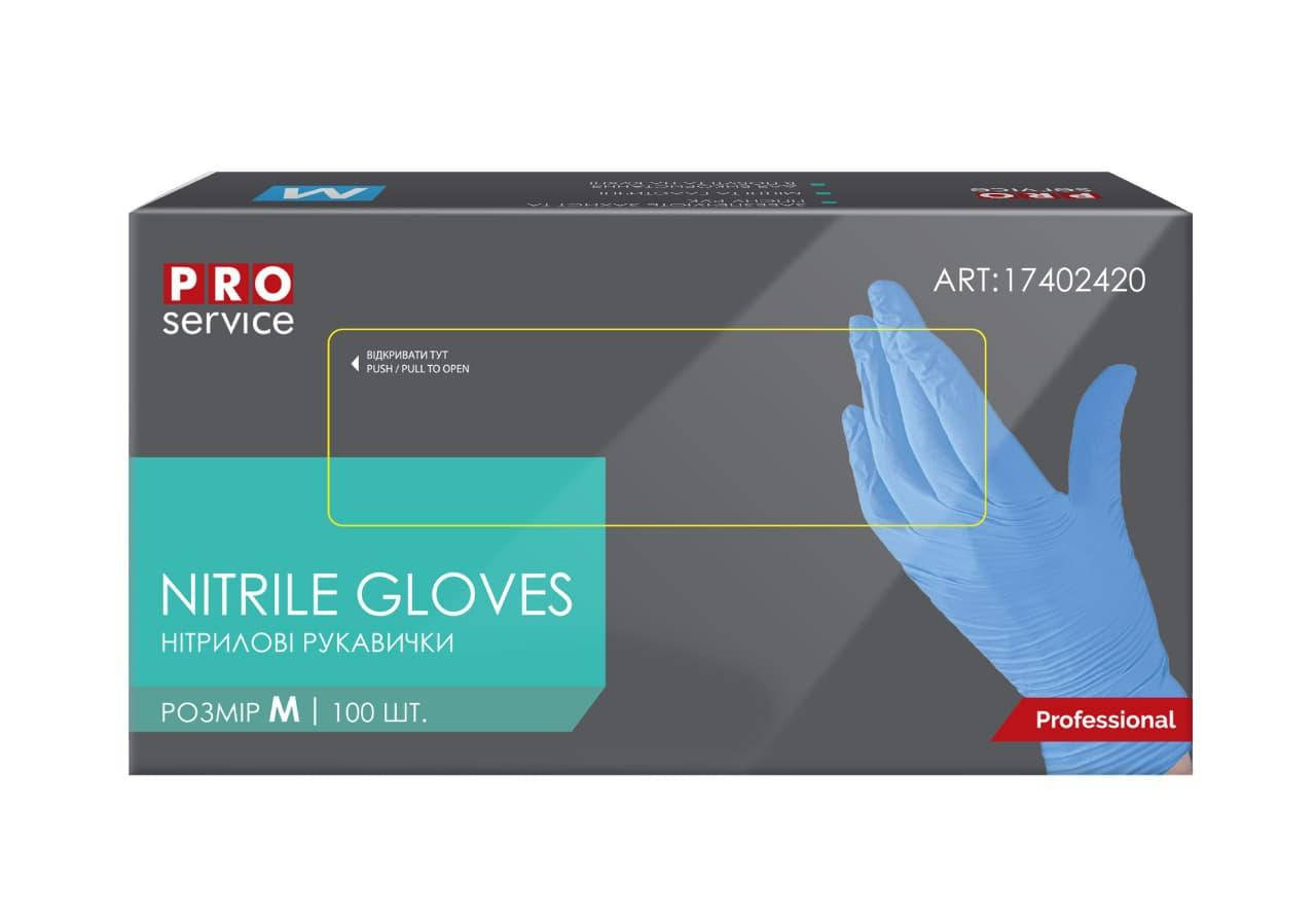 

Pro service Рукавички нітрілові неопудрені М 100шт, Голубой