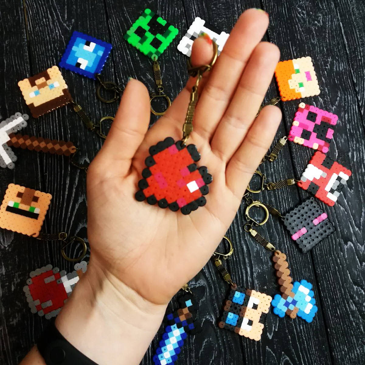 

Брелок серия Minecraft, Майнкрафт Сердце, Зелёный