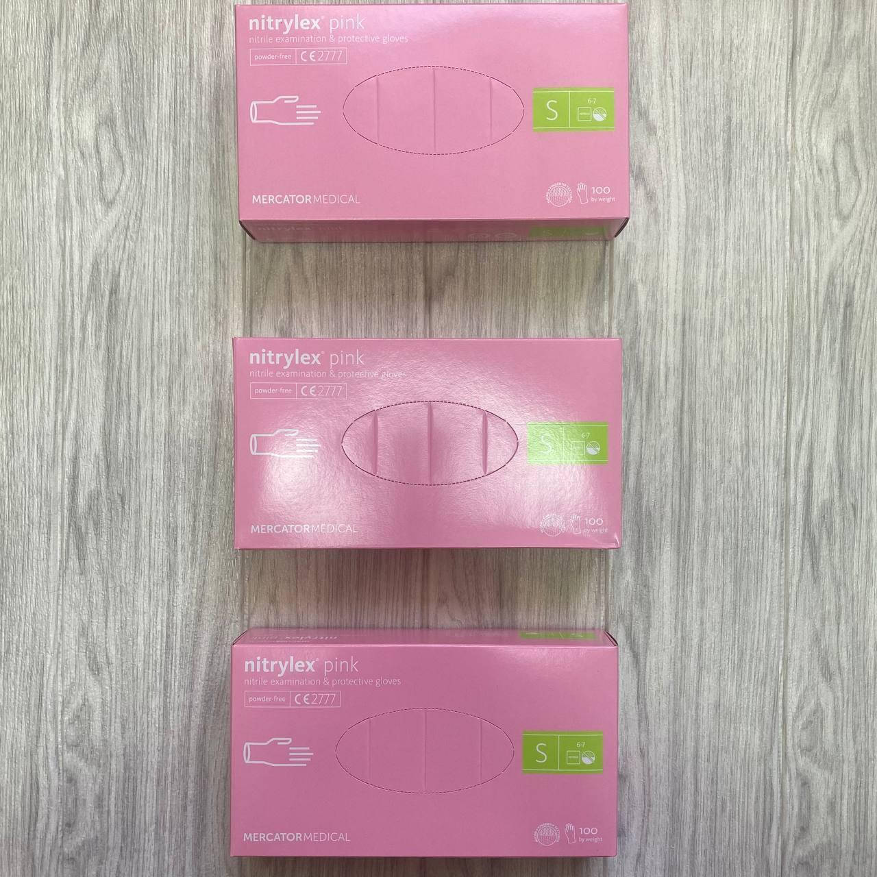 

Нітрилові рукавички Mercator Medical Nitrylex Pink / Розовые размер, Розовый