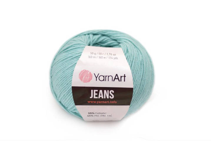 

YarnArt Jeans, Светлая бирюза №76, Голубой