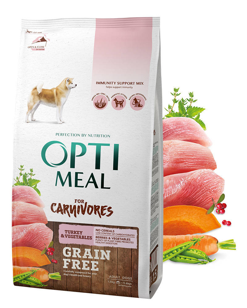 

Optimeal Оптимил беззерновой с индейкой и овощами 10 кг сухой корм для собак всех пород