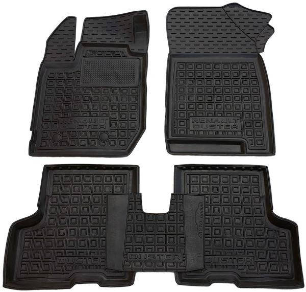 

Полиуретановые (автогум) коврики в салон Renault Duster 2018+/Рено Дастер, Черный
