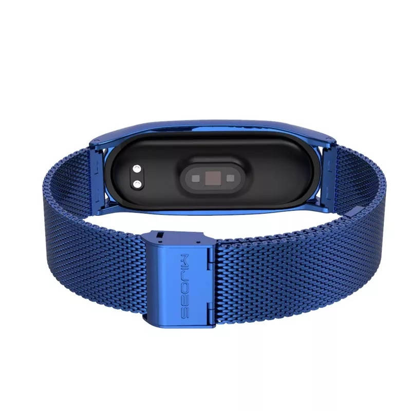 

Железный Нержавеющий браслет Mijobs для Xiaomi Mi Band 3/4/5/6 . Синий .