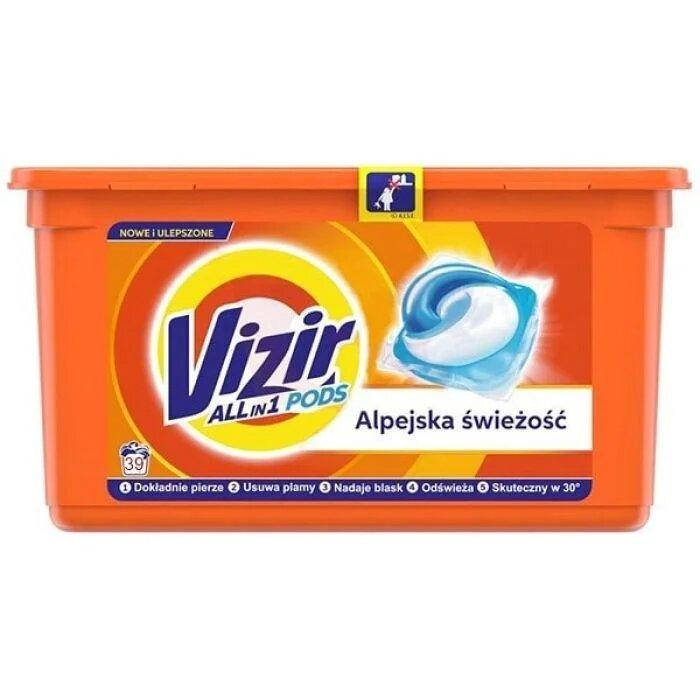 

Капсулы для стирки гелевые Vizir Альпийская Свежесть (Alpine Fresh), 39 шт.
